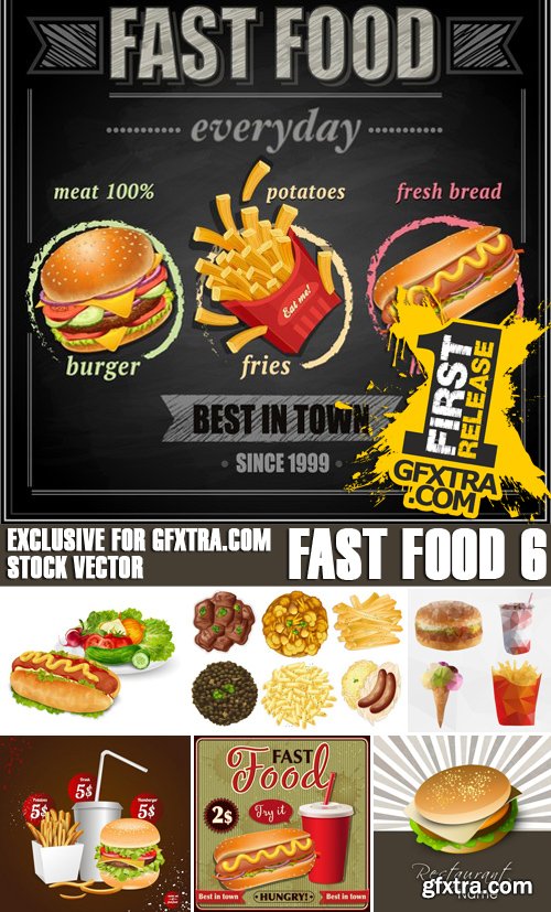 Stock Vectors - Fast Food 6, 25xEPS