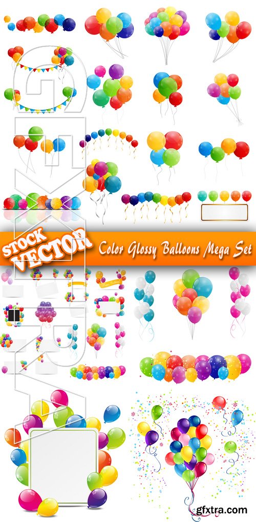 Stock Vector - Color Glossy Balloons Mega Set