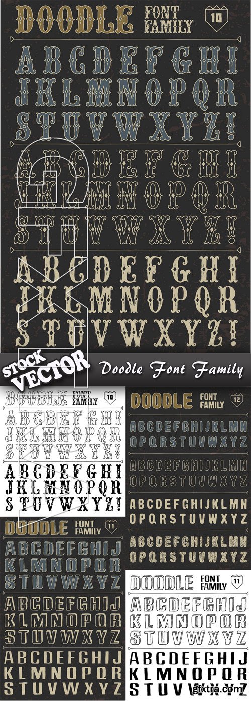 Stock Vector - Doodle Font Family