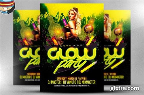 CreativeMarket - Glow / Neon Party Flyer Template