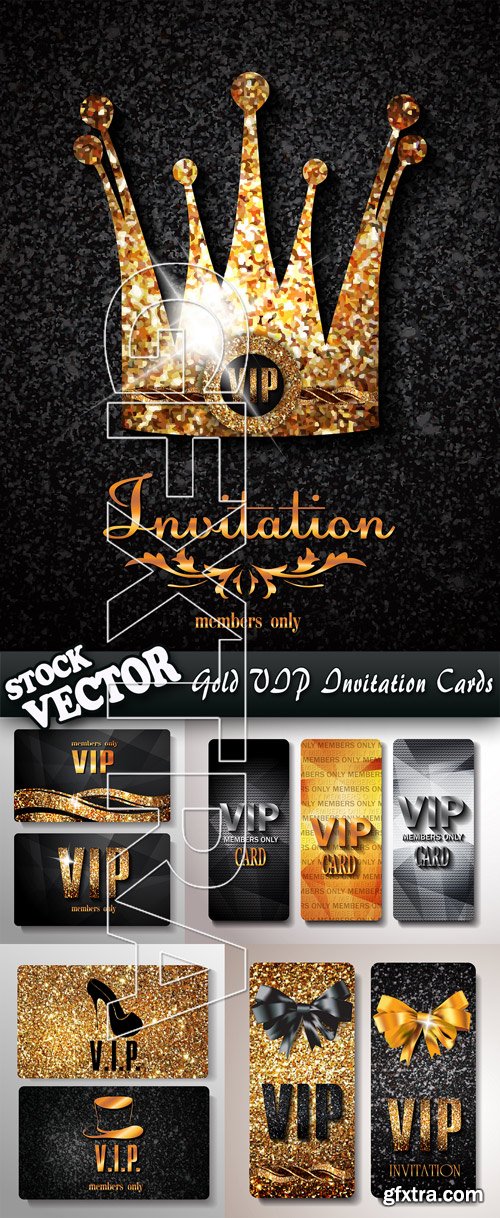 Stock Vector - Gold VIP Invitation Card