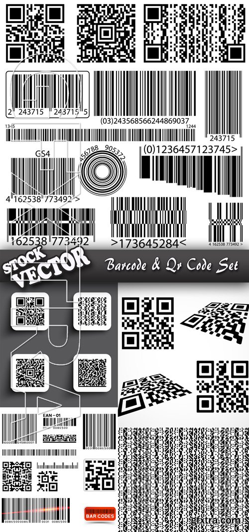 Stock Vector - Barcode & Qr Code Set