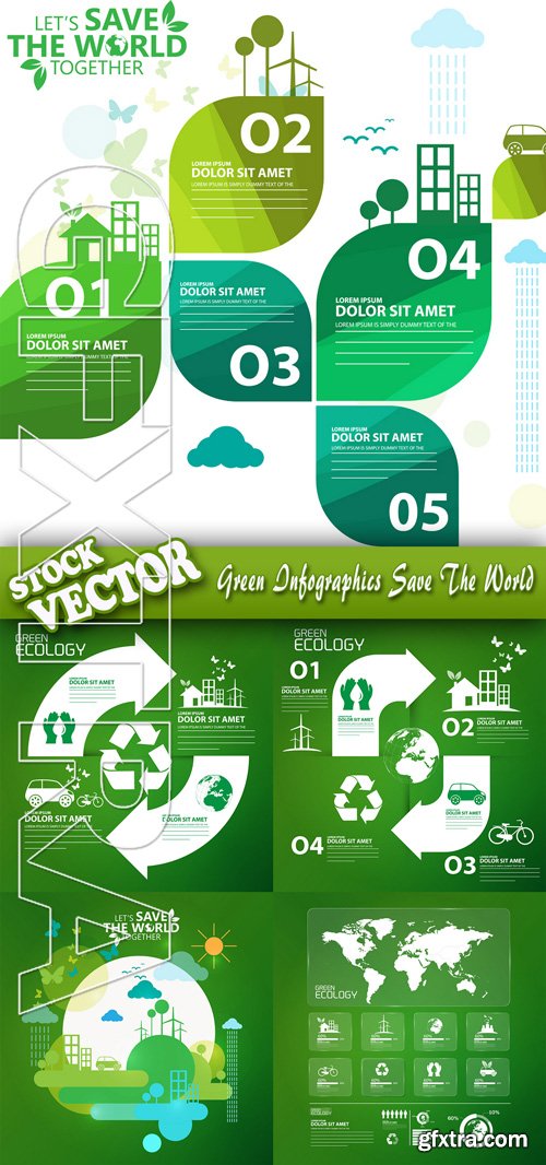 Stock Vector - Green Infographics Save The World