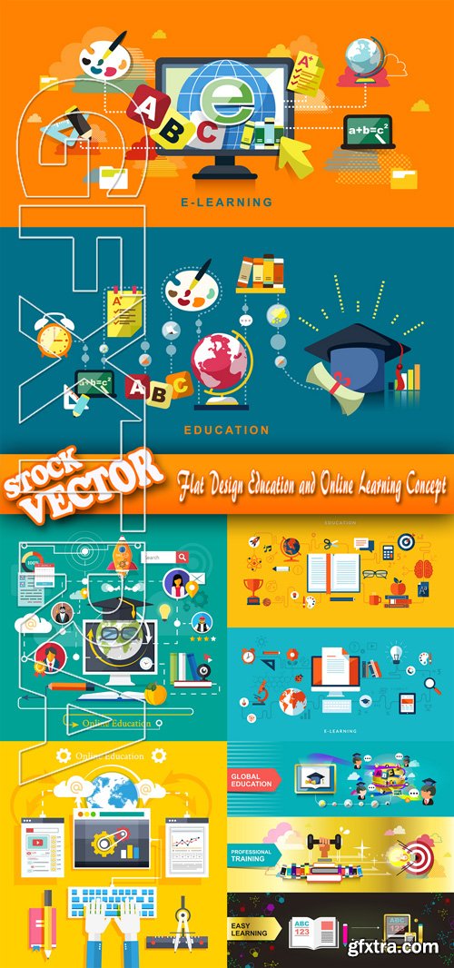 Stock Vector - Flat Design Education and Online Learning Concept