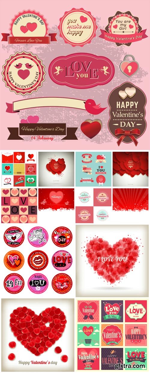 Valentine\'s Day Backgrounds, Banners, Hearts #2, 14xEPS