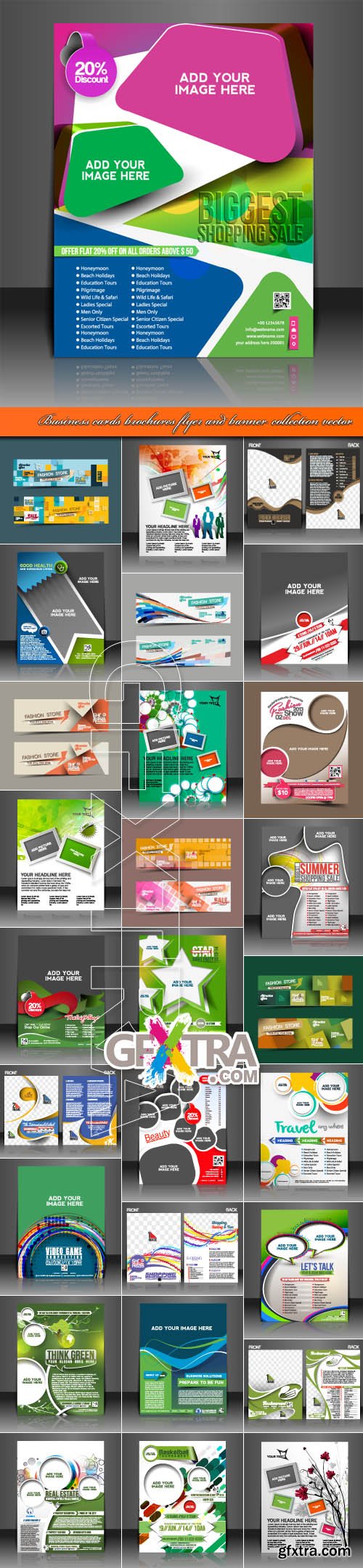 Business cards brochures flyer and banner collection vector