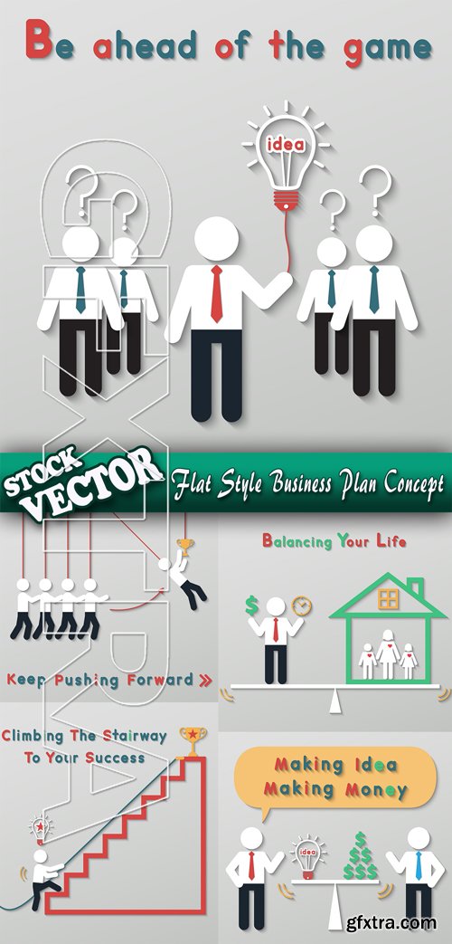 Stock Vector - Flat Style Business Plan Concept
