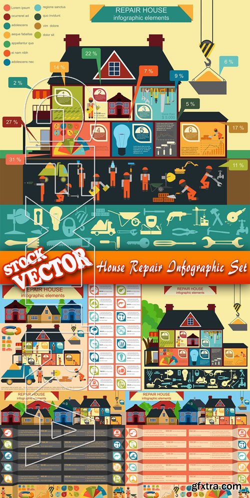 Stock Vector - House Repair Infographic Set