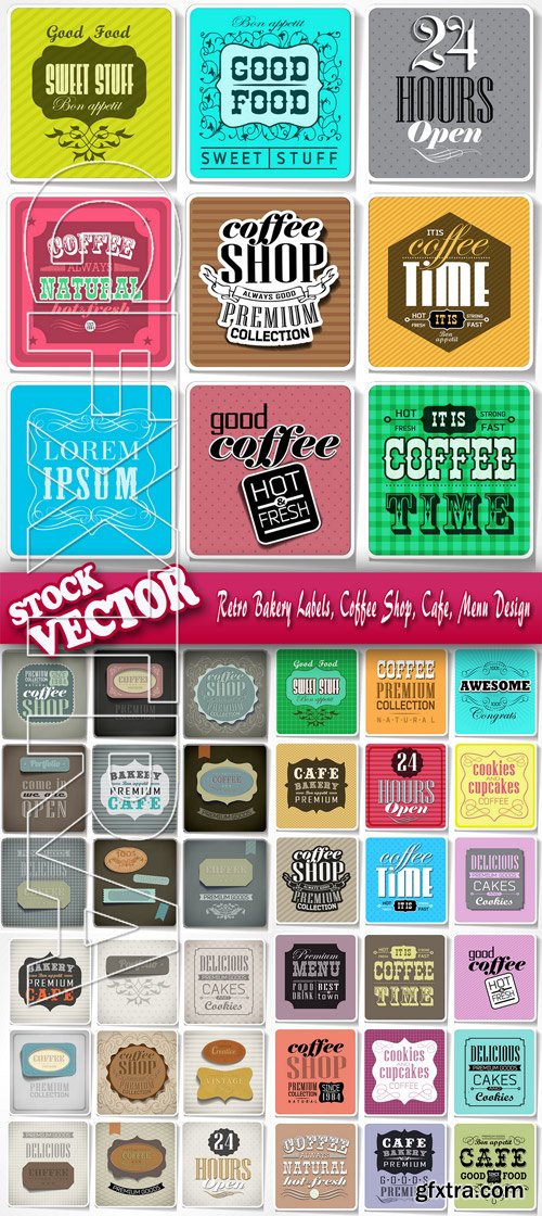 Stock Vector - Retro Bakery Labels, Coffee Shop, Cafe, Menu Design