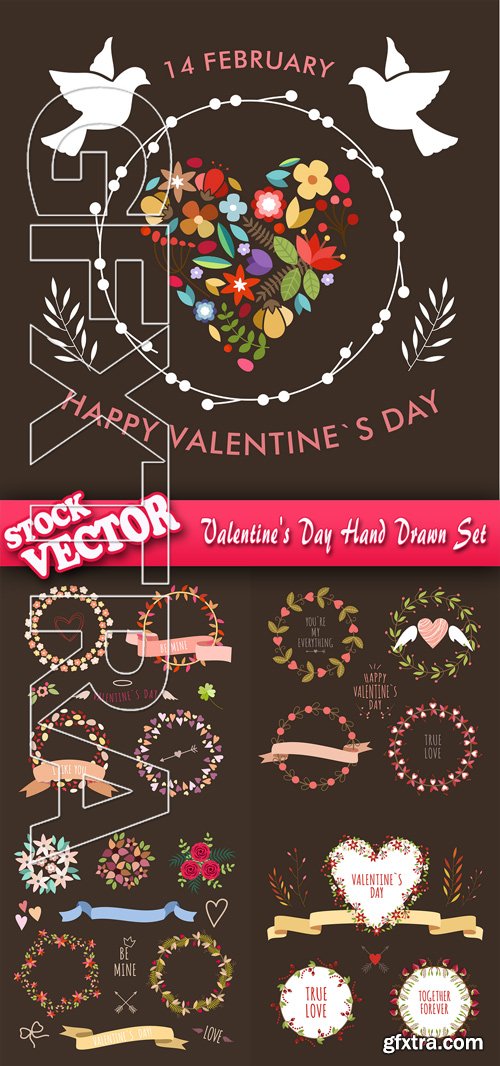 Stock Vector - Valentine\'s Day Hand Drawn Set