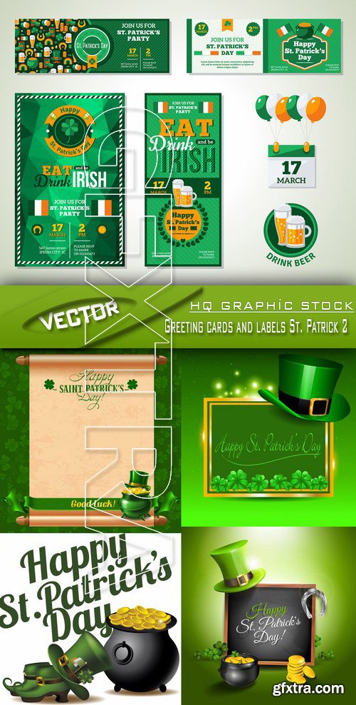 Stock Vector - Greeting cards and labels St. Patrick 2