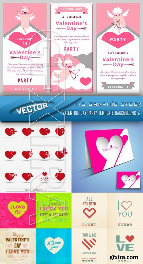 Stock Vector - Valentine day party template background 2