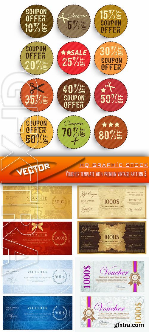 Stock Vector - Voucher template with premium vintage pattern 2