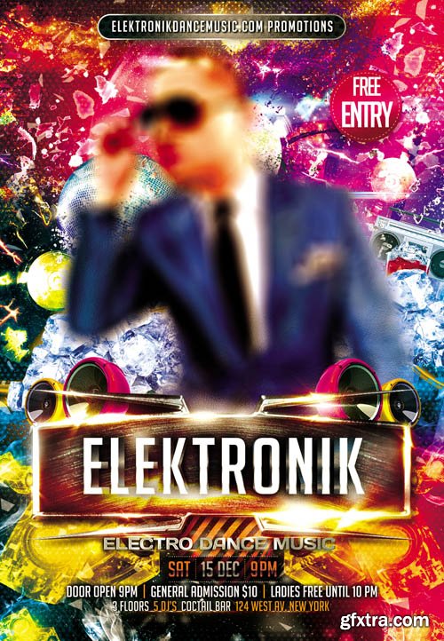Electro Dance Music Flyer PSD Template