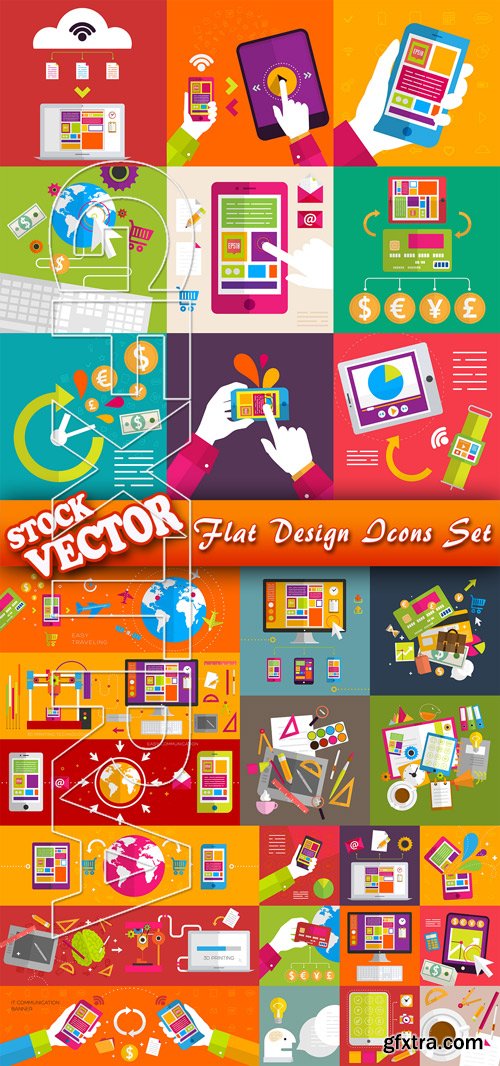 Stock Vector - Flat Design Icons Set