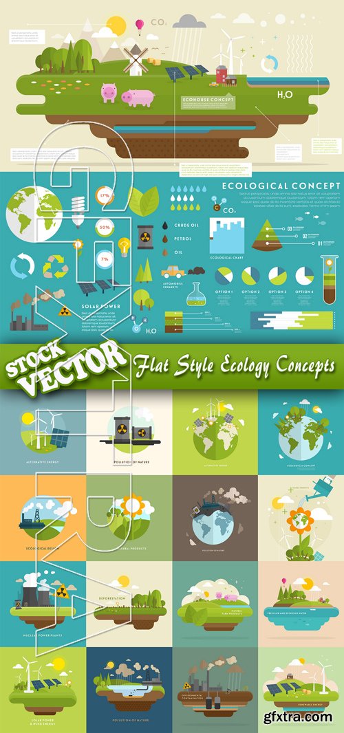 Stock Vector - Flat Style Ecology Concepts
