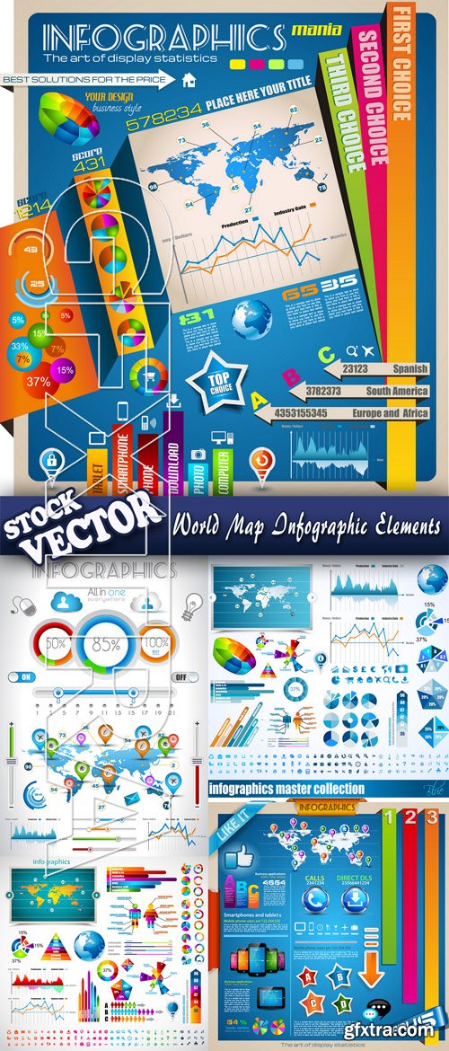 Stock Vector - World Map Infographic Elements