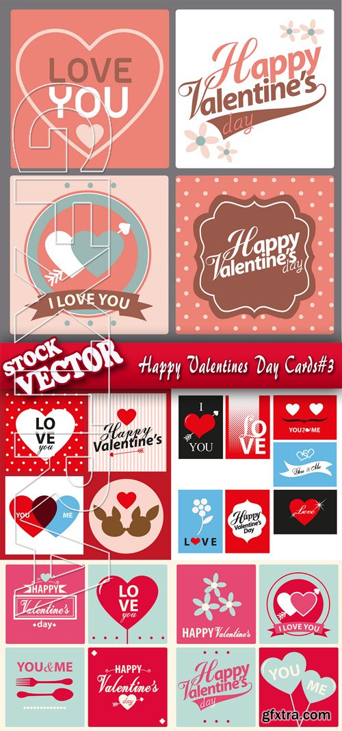 Stock Vector - Happy Valentines Day Cards#3