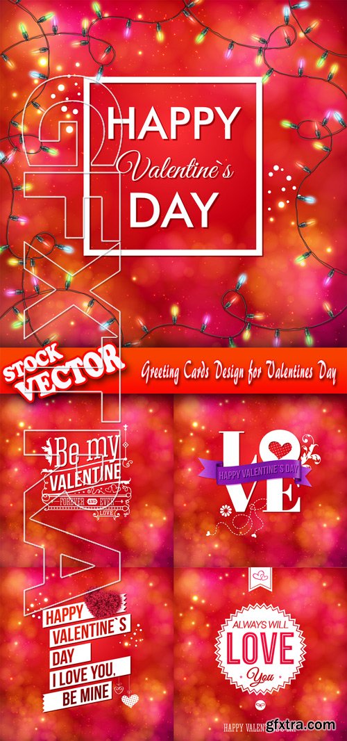 Stock Vector - Greeting Cards Design for Valentines Day