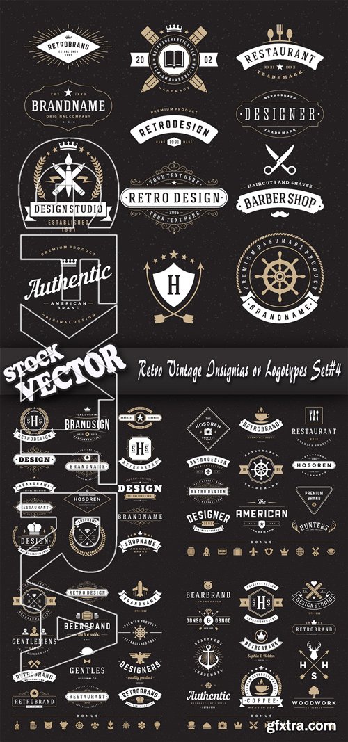 Stock Vector - Retro Vintage Insignias or Logotypes Set#4