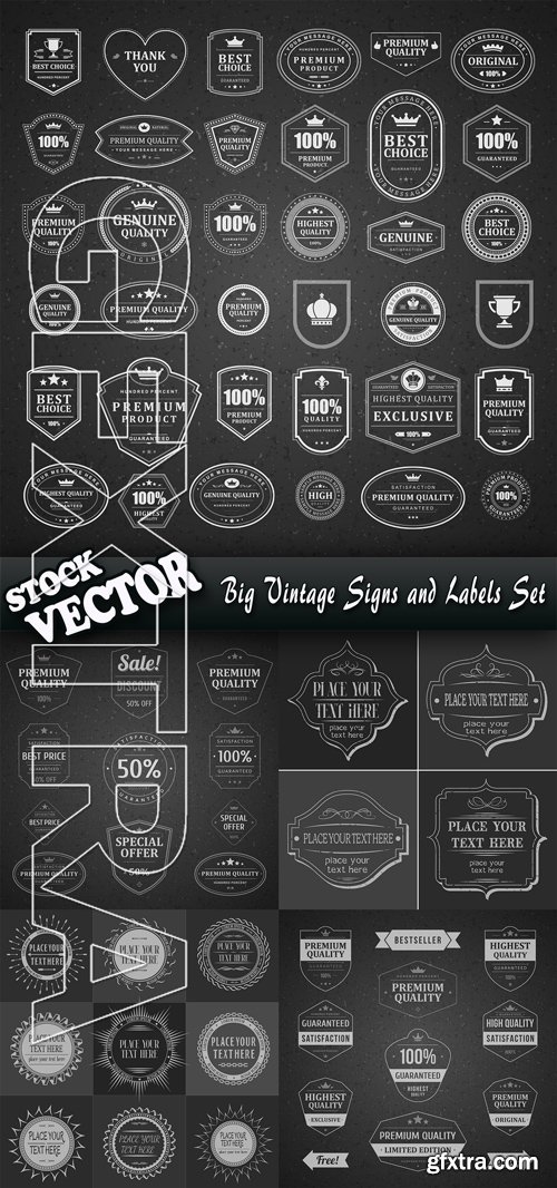 Stock Vector - Big Vintage Signs and Labels Set