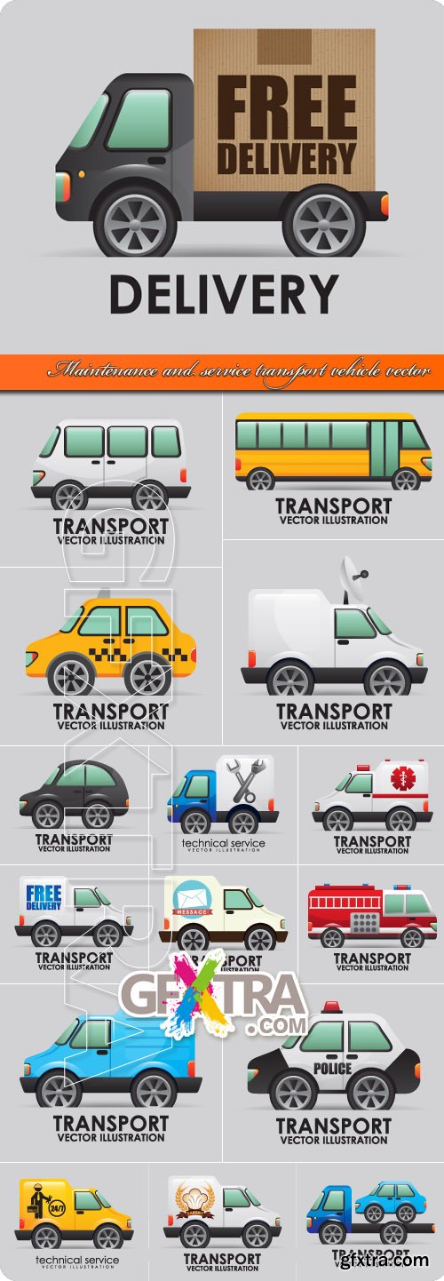 Technical and service transport vehicle vector