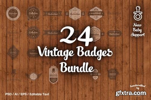 CM - 24 Vintage Badges Bundle
