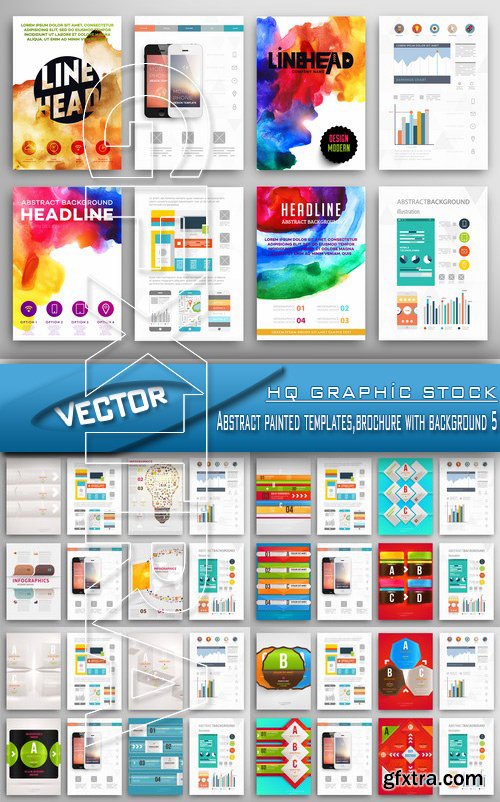 Stock Vector - Abstract painted templates,brochure with background 5
