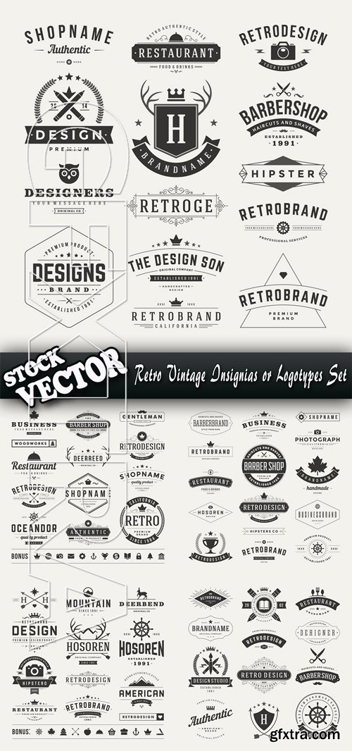 Stock Vector - Retro Vintage Insignias or Logotypes Set
