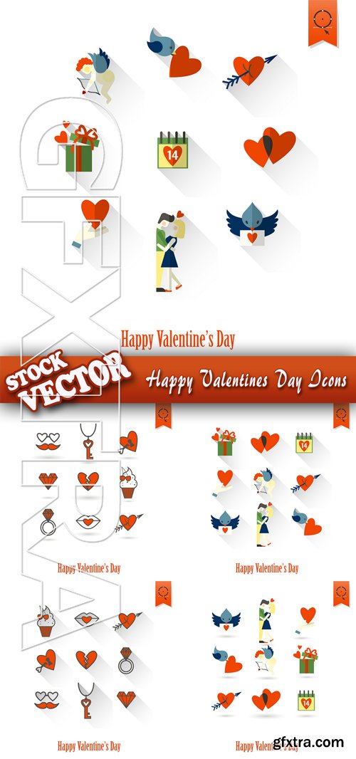 Stock Vector - Happy Valentines Day Icons