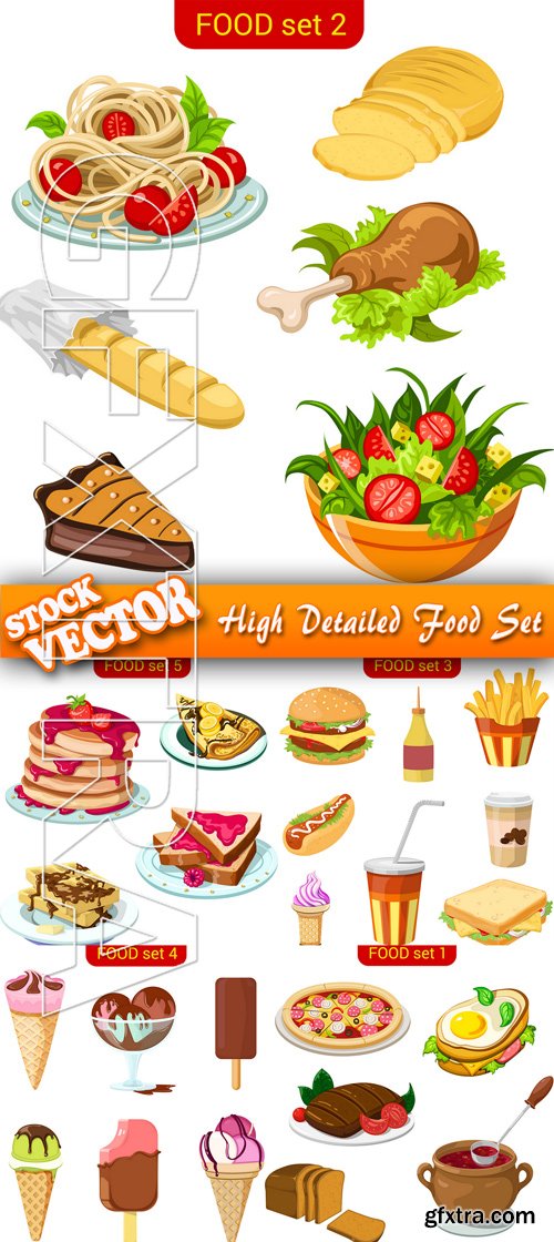 Stock Vector - High Detailed Food Set