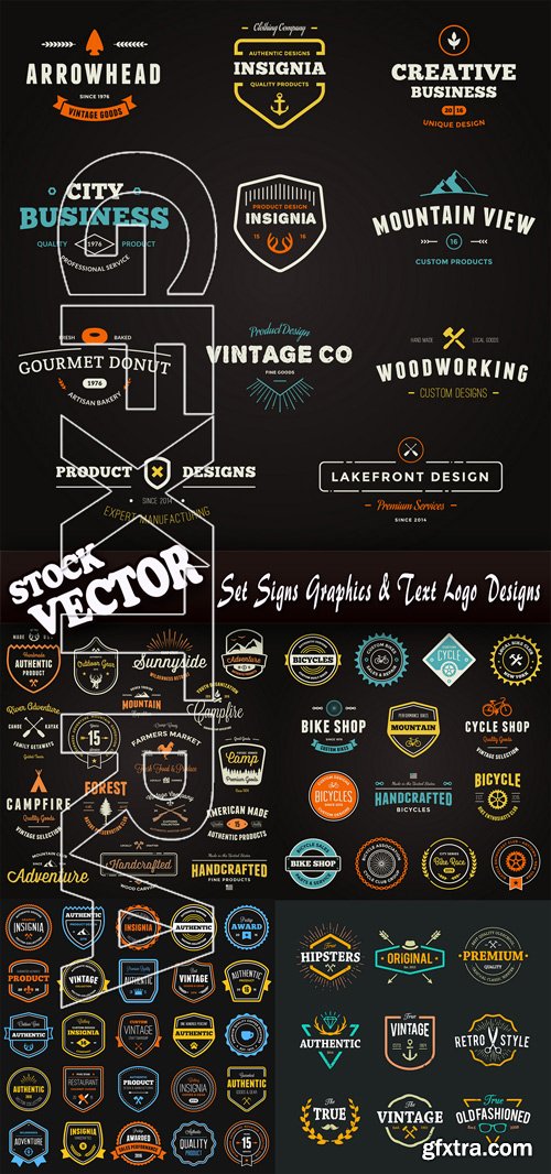 Stock Vector - Set Signs Graphics & Text Logo Designs