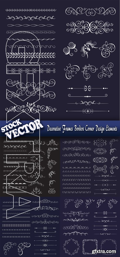 Stock Vector - Decorative Frames Borders Corner Design Elements