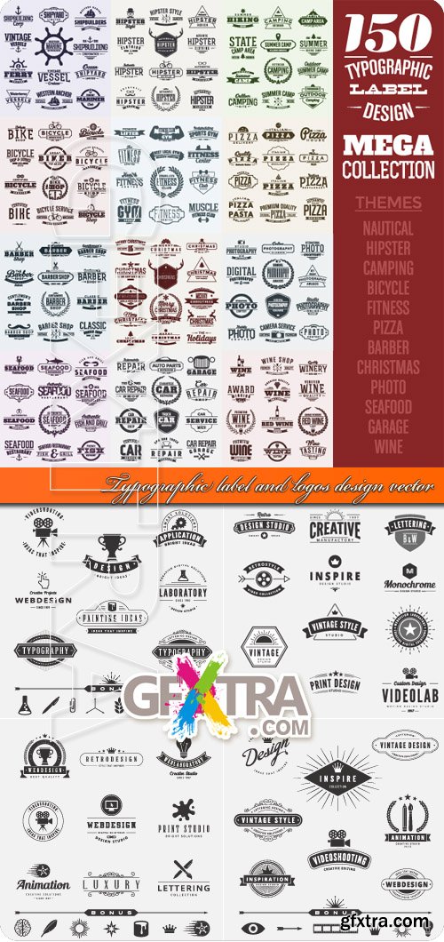 Typographic label and logos design vector