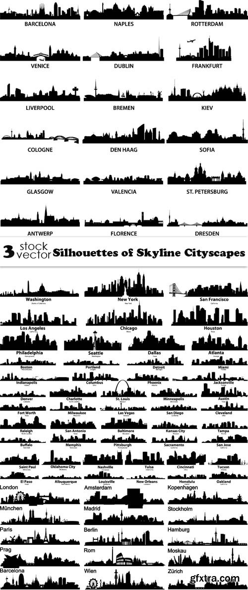 Vectors - Silhouettes of Skyline Cityscapes