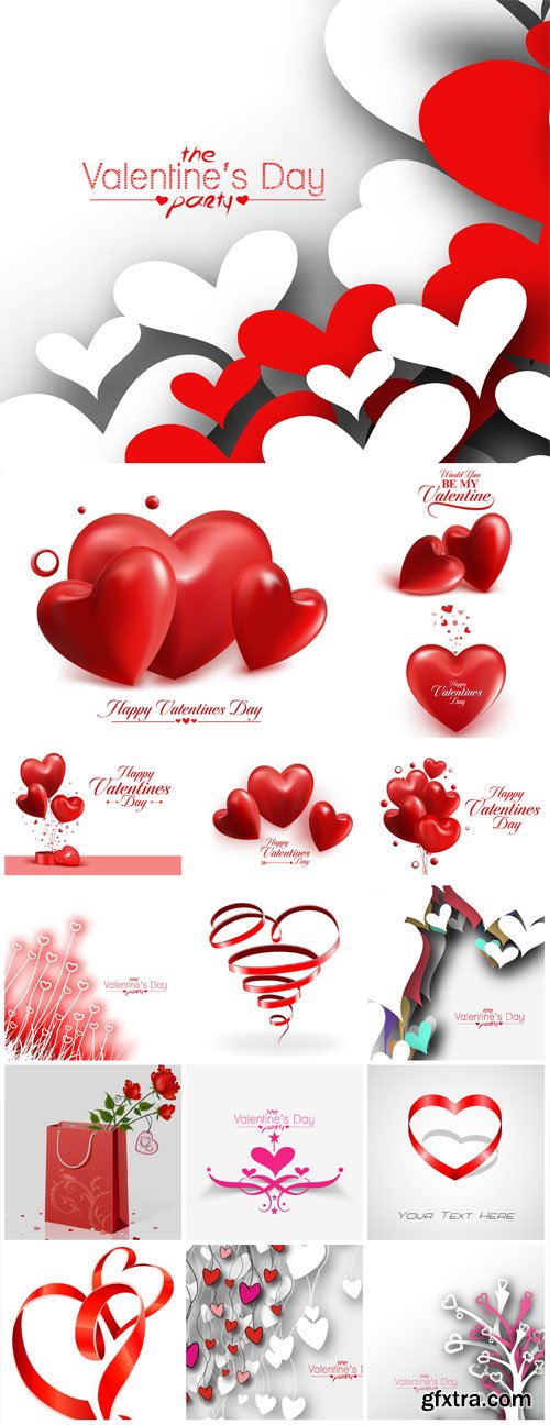 Valentine\'s Day Backgrounds, Banners, Hearts #10, 17xEPS