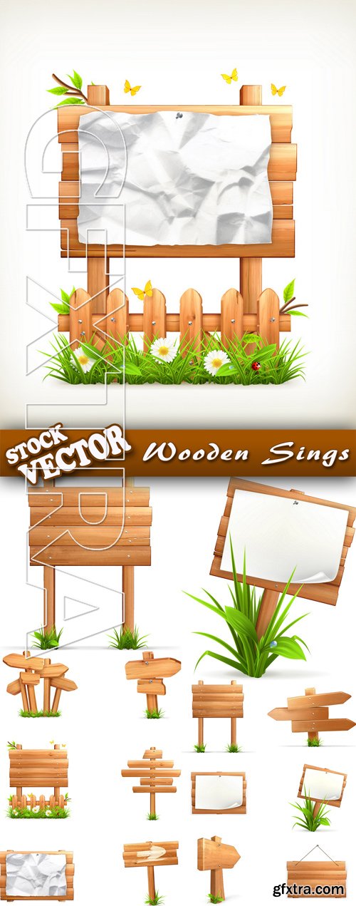 Stock Vector - Wooden Sings