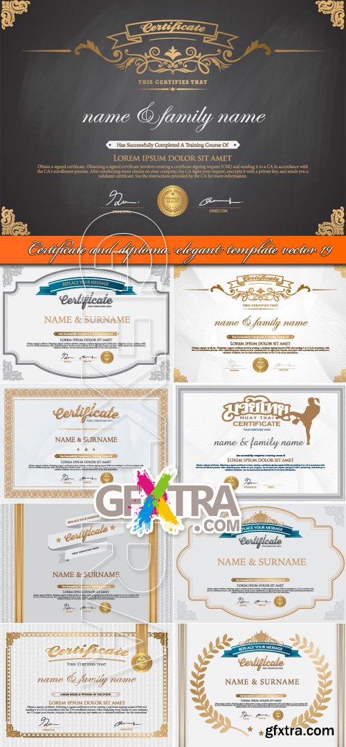 Certificate and diploma elegant template vector 19