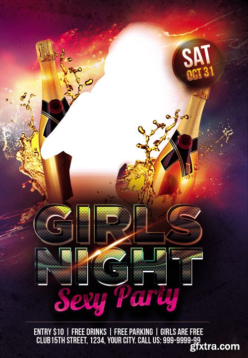 Girls Night Sexy Party Flyer PSD Template