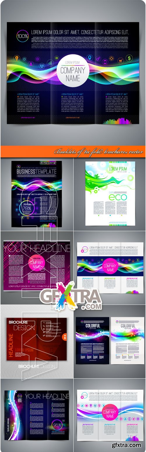Booklets of tri-fold brochures vector