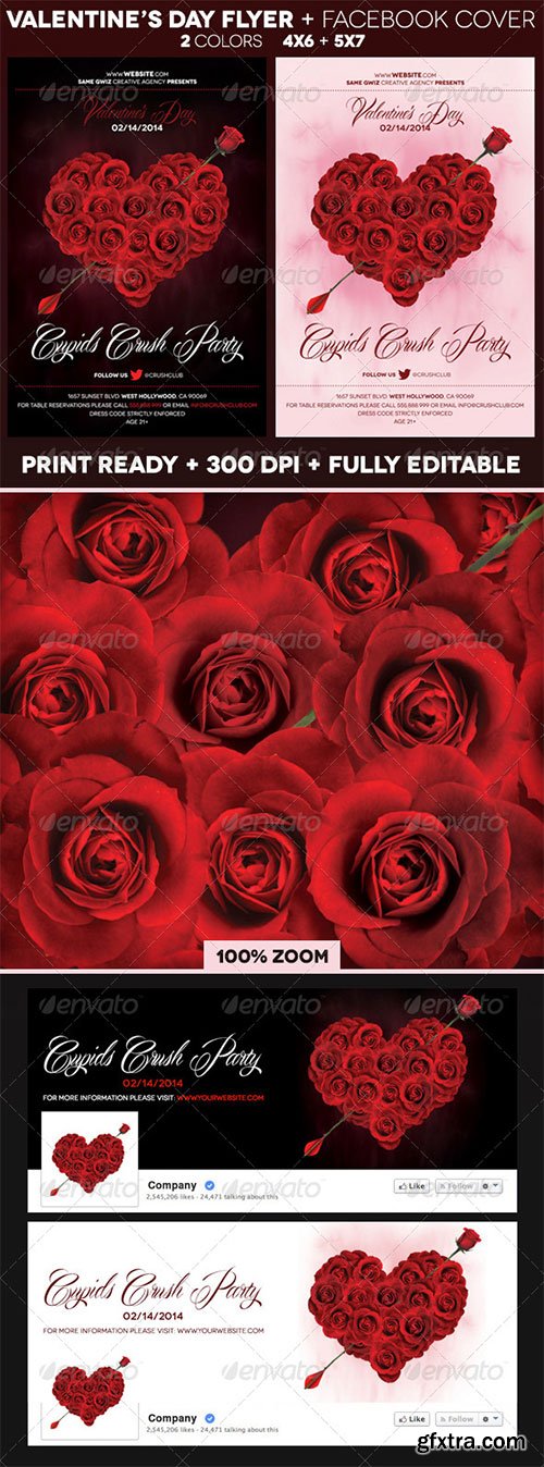 GraphicRiver - Rose Heart Valentines Day Flyer