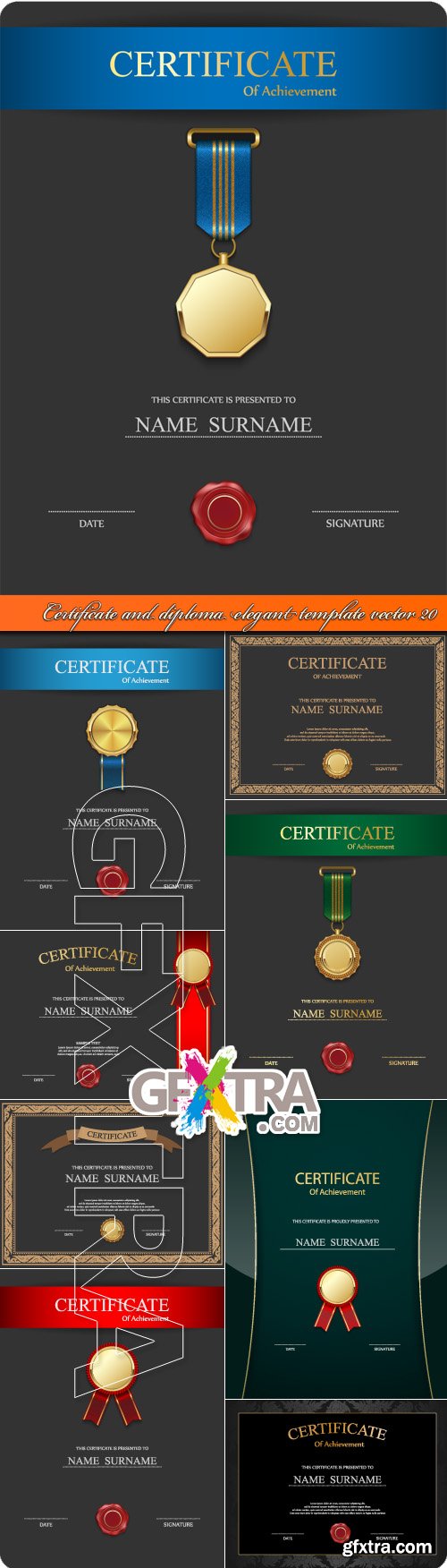 Certificate and diploma elegant template vector 20