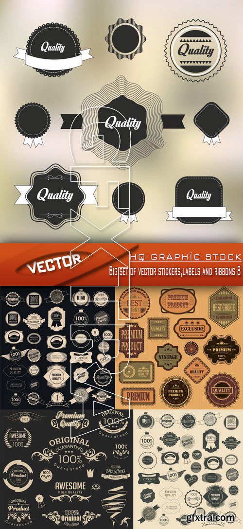 Stock Vector - Big set of vector stickers,labels and ribbons 8