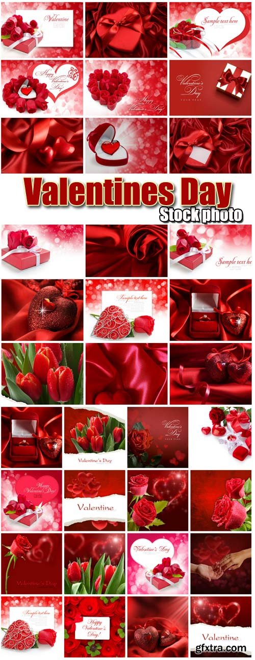 Valentine\'s Day, Romantic Backgrounds, Roses, Hearts #17, 34xJPG
