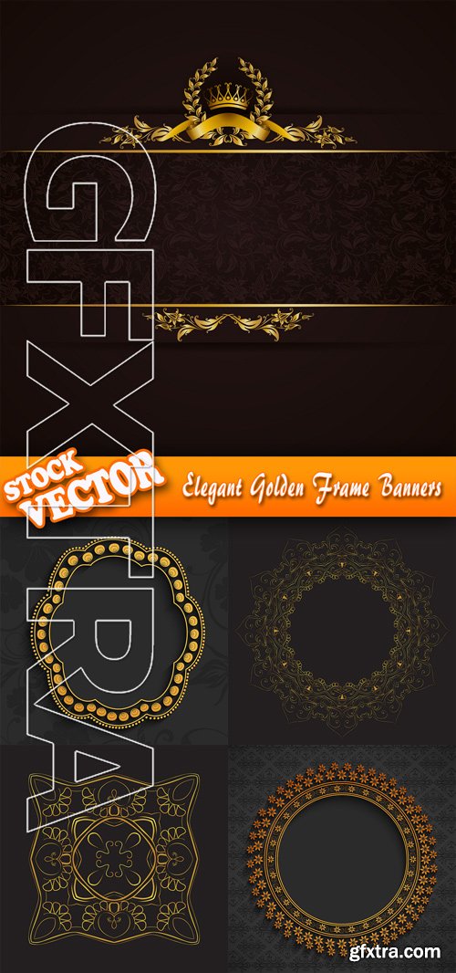 Stock Vector - Elegant Golden Frame Banners