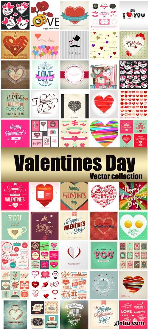 Valentine\'s Day Romantic Backgrounds, Hearts #29, 55xEPS