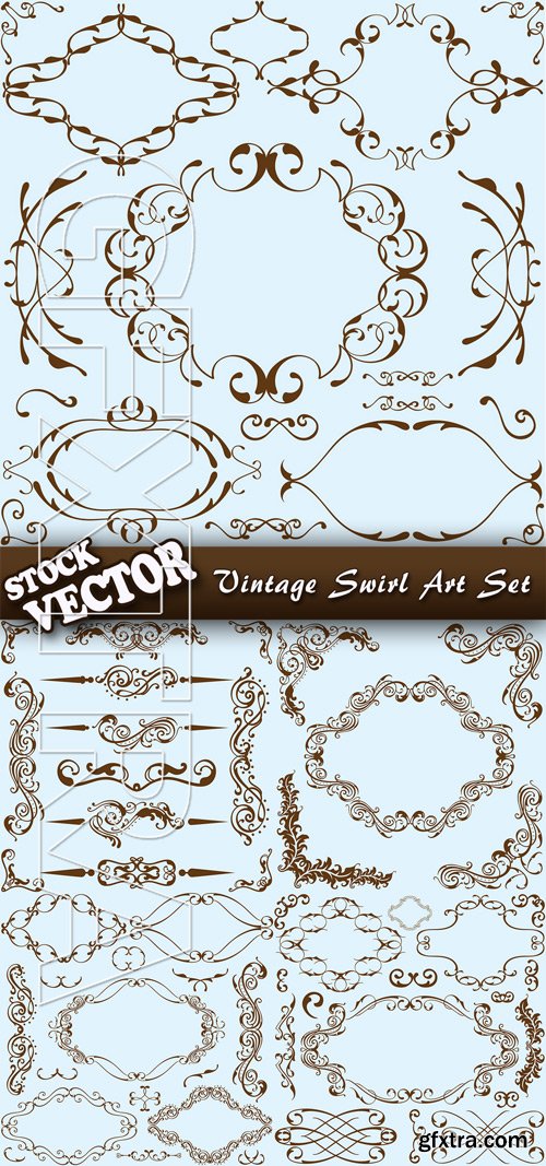 Stock Vector - Vintage Swirl Art Set