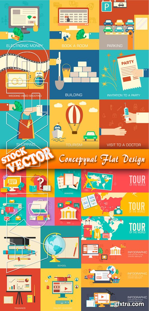 Stock Vector - Conceptual Flat Design Set