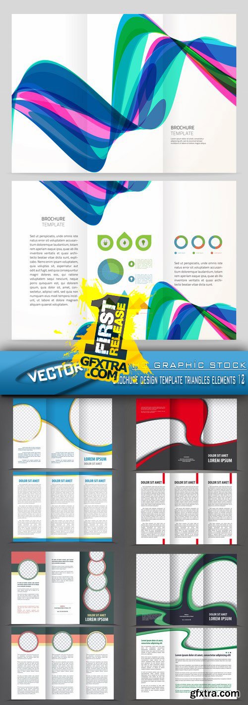 Stock Vector - Brochure design template triangles elements 12
