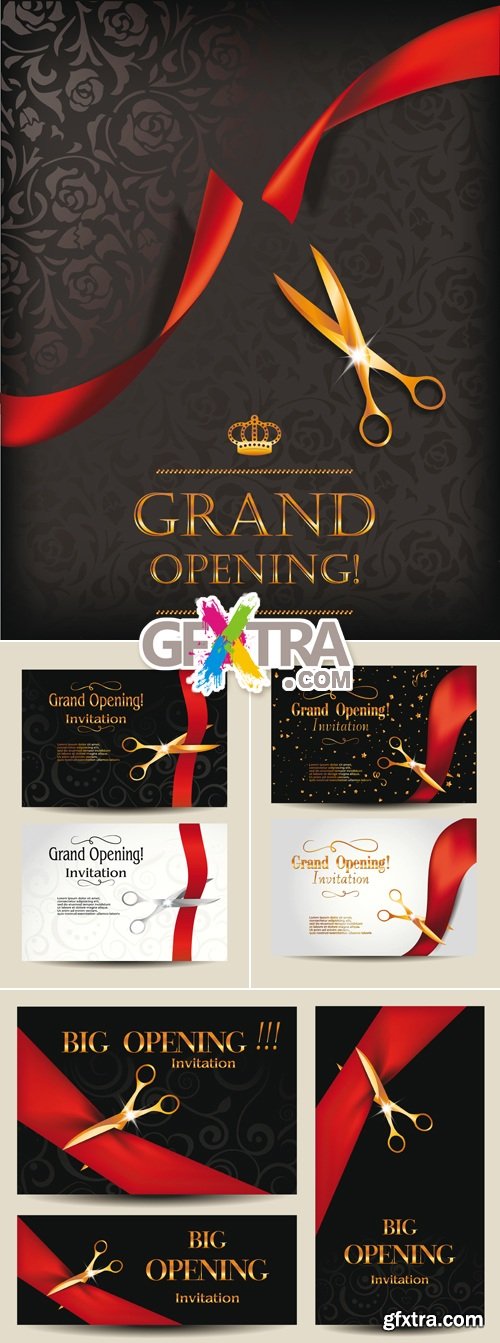 Grand Opening Invitation Cards Vector